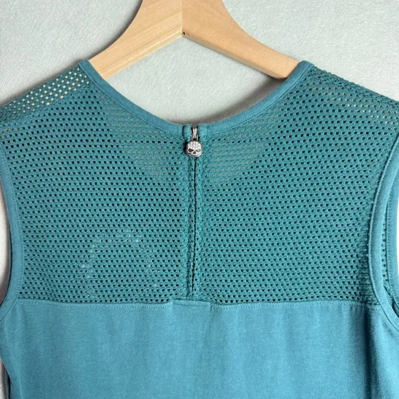 Harley-Davidson Vintage Women's Mesh Shoulder Teal Sleeveless Graphic Arkansas M - Picture 4 of 11